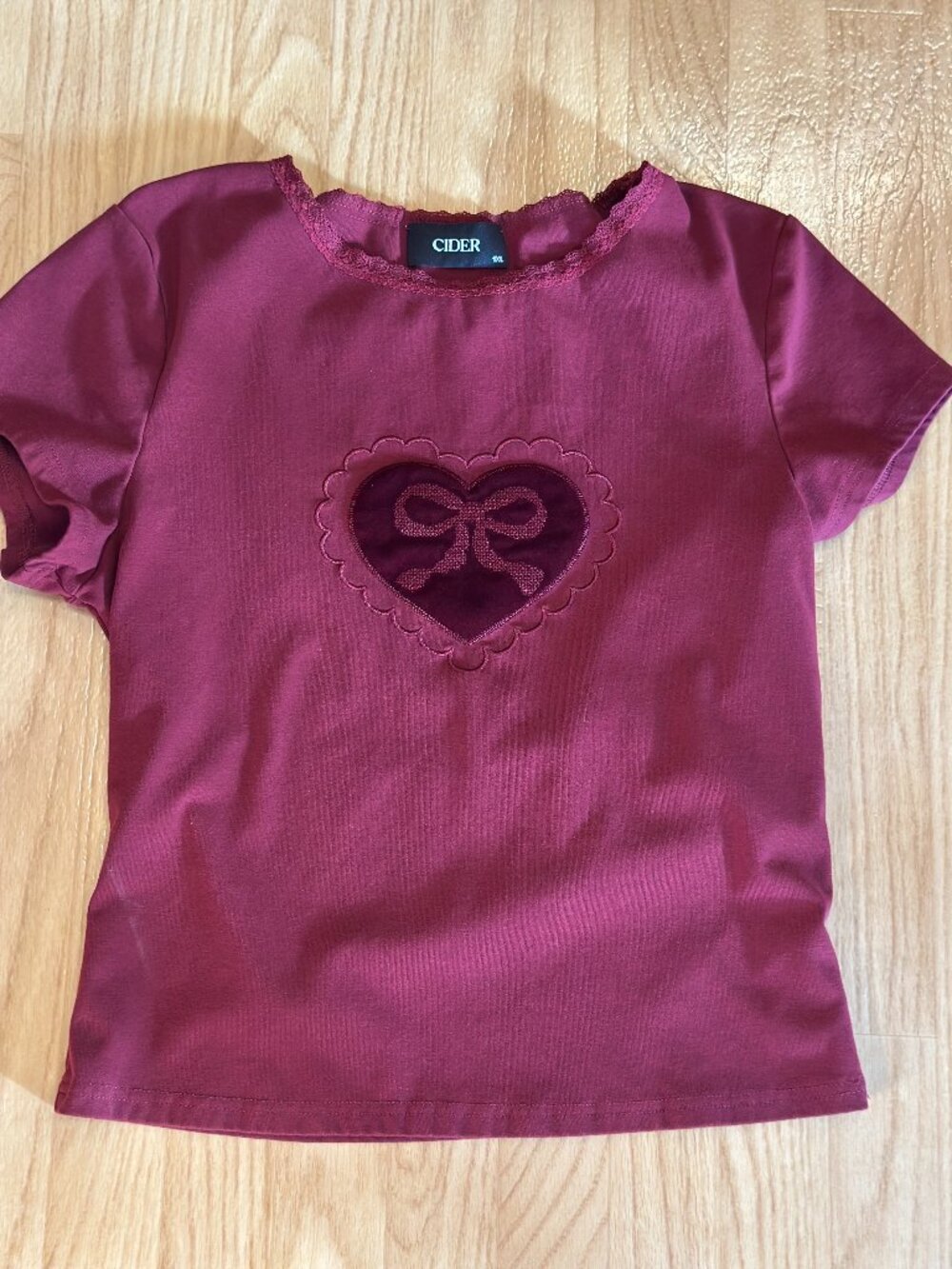 Heart Lace Trim Ruched Tee Curve & Plus
